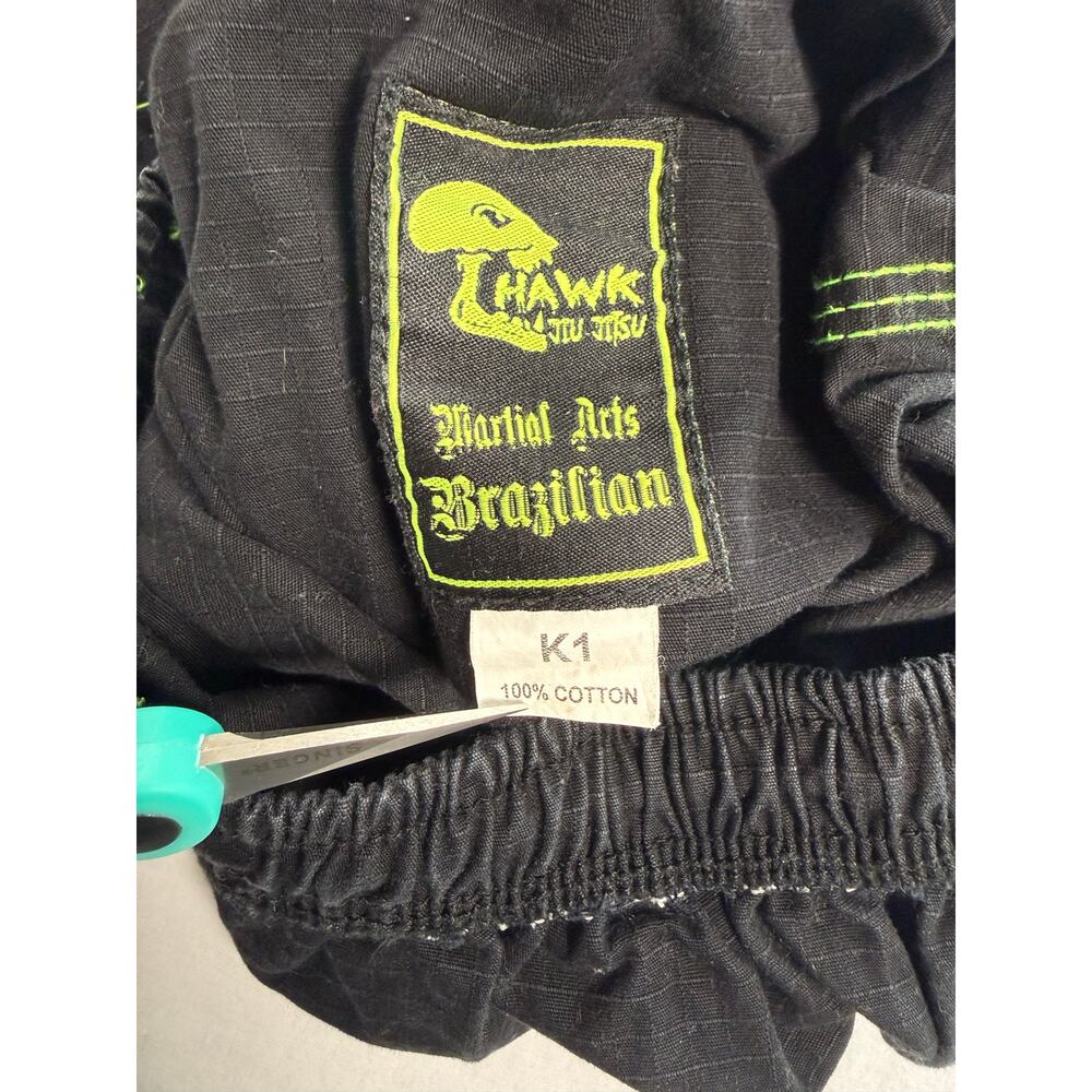 HAWK BRAZILIAN JIU-JITSU Martial Arts BJJ GI & Bottom Youth Size K1 Black Green - Picture 8 of 12